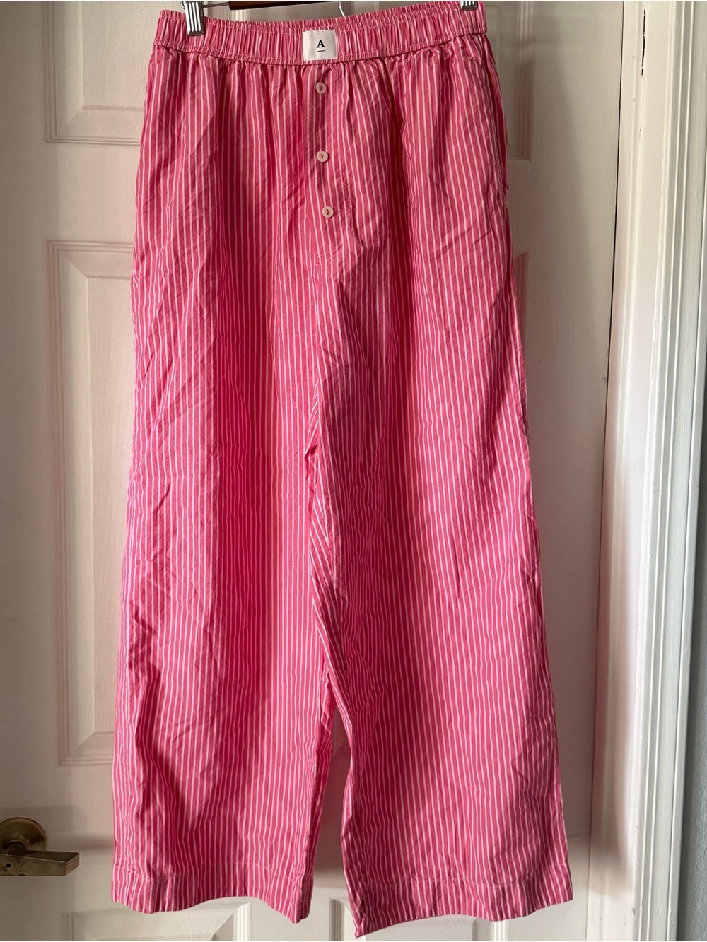 By Anthropologie The Wren Striped Boxer Pants Wide Leg Pink/White Stripe